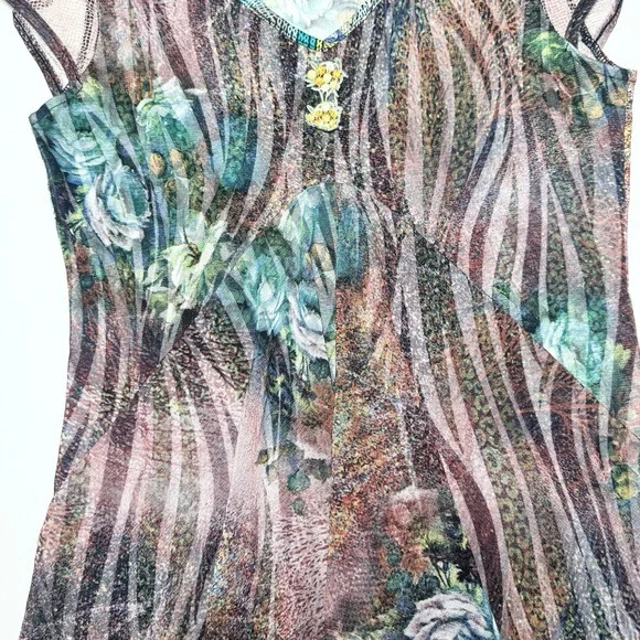 Anac Kimi Y2K Long Babydoll Top Indie Asymmetric Ethereal Fairy Festival Mesh - Picture 5 of 12